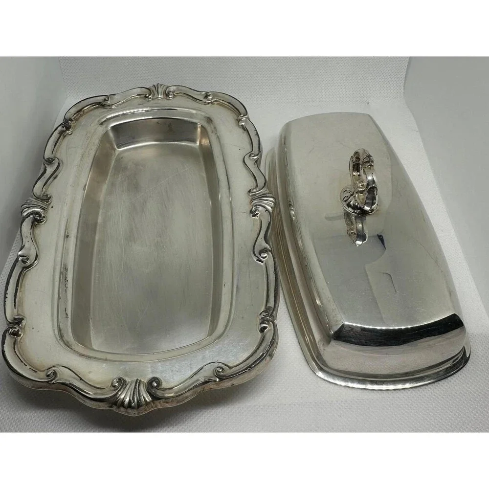 FB Rogers Georgetown Silverplate Covered Butter Dish Crown 1883 Silver Platd VTG